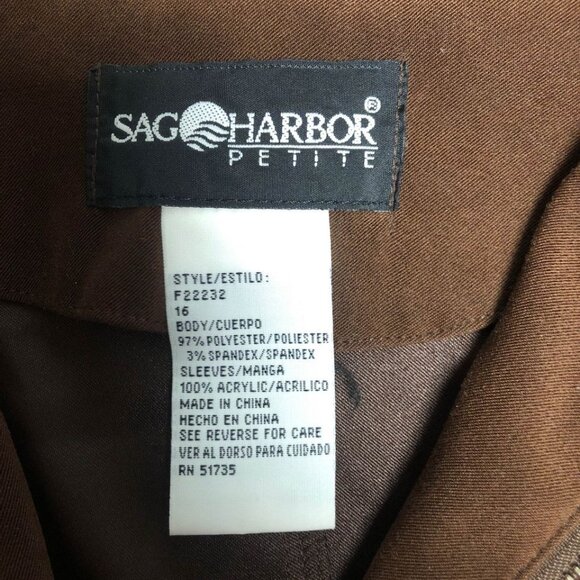 Sag Harbor Jacket Women Size 16P Brown Zippered Faux Suede Comfy Sweater Sleeves - Picture 5 of 6